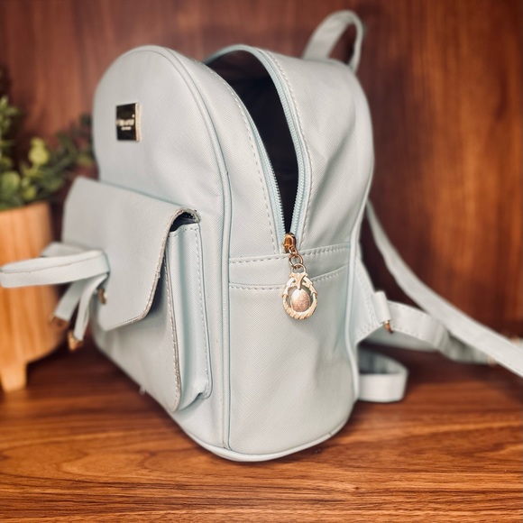 Light Blue Mini Backpack Purse for Women, Bowknot Leather Backpack Purse - Picture 4 of 9